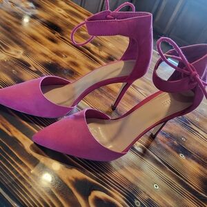 Elegant Pink Suede Women's Heels
